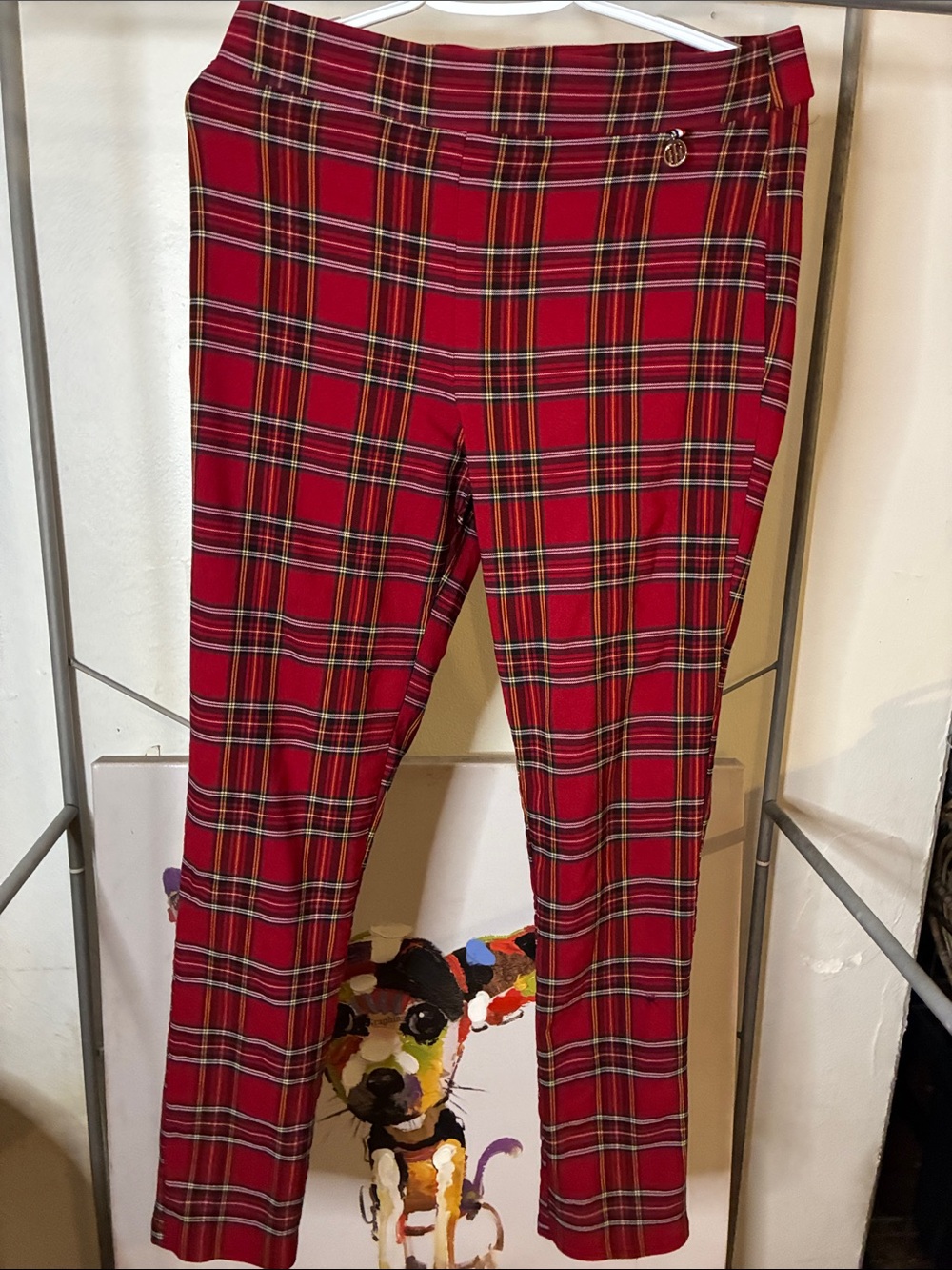 Tommy Hilfiger Red Plaid Straight-Leg Pants